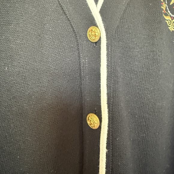 Vintage Bay Point Threads Womens Cardigan Sweater Size L Crest Academia USA Prep - Picture 4 of 11